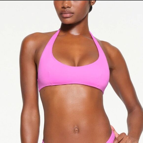 NEW Skims limited edition neon orchid halter scoop signature bikini top‎ 2X - Picture 1 of 10